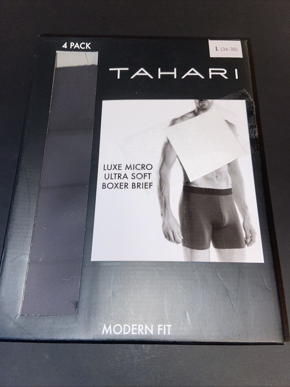 Tahari Mens 4 Pack Black Luxe Boxer Briefs / L/ $42.50